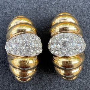 Vintage GIVENCHY Paris New York Rich Gold tone Clip on Earrings